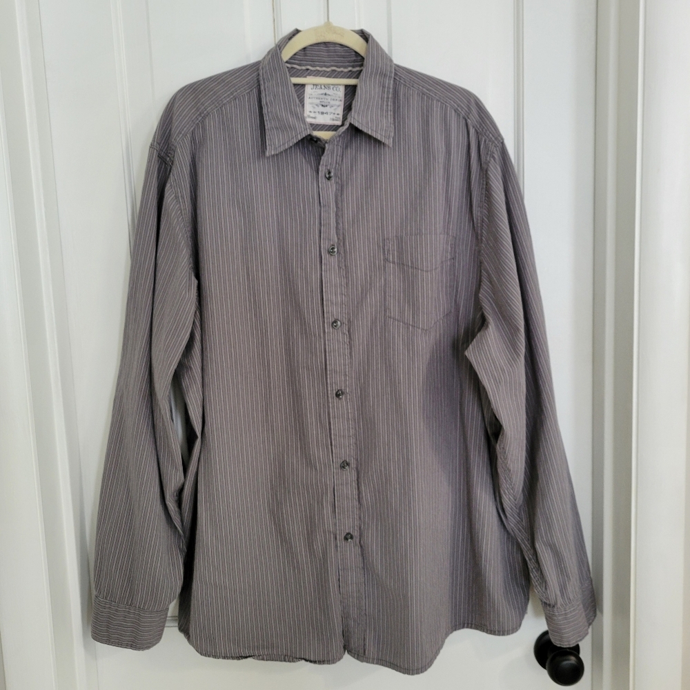 Wrangler Jeans Co Men Long Sleeve Shirt Size 2XL Button Up Stripe Western Cowboy